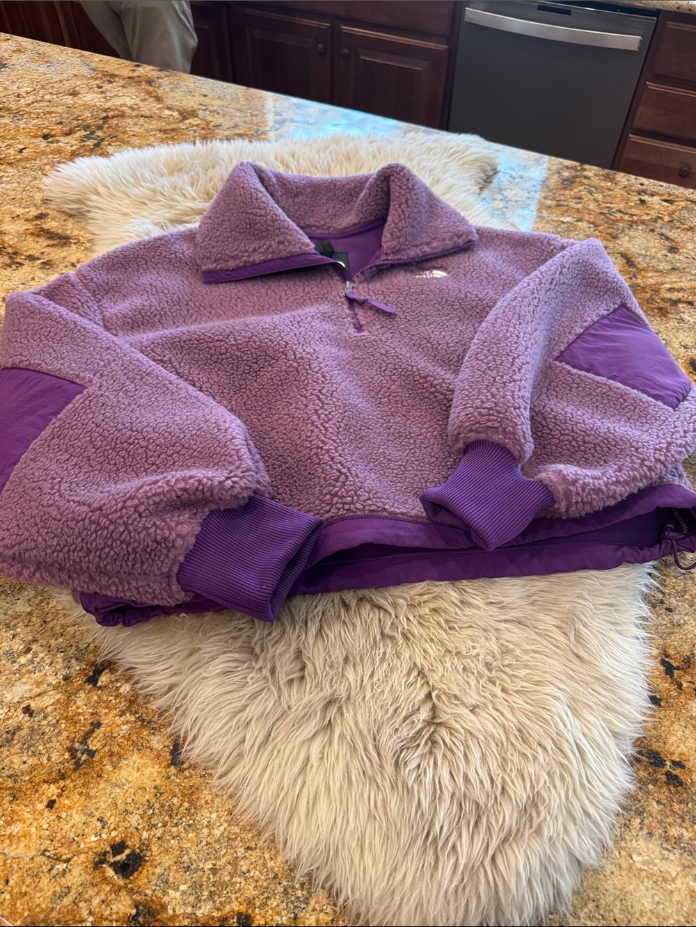 The North Face lined fleece pullover. Purple size medium.